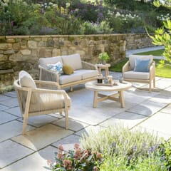 Kettler Cora Rope 2 Seat Sofa Lounge Set with Round Coffee Table With Weather Proof Cushions