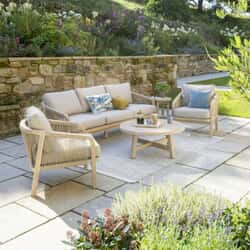 Kettler Cora Rope 3 Seat Sofa Lounge Set with Round Coffee Table With Weather Proof Cushions