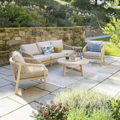 Kettler Cora Rope 3 Seat Sofa Lounge Set with Round Coffee Table With Weather Proof Cushions