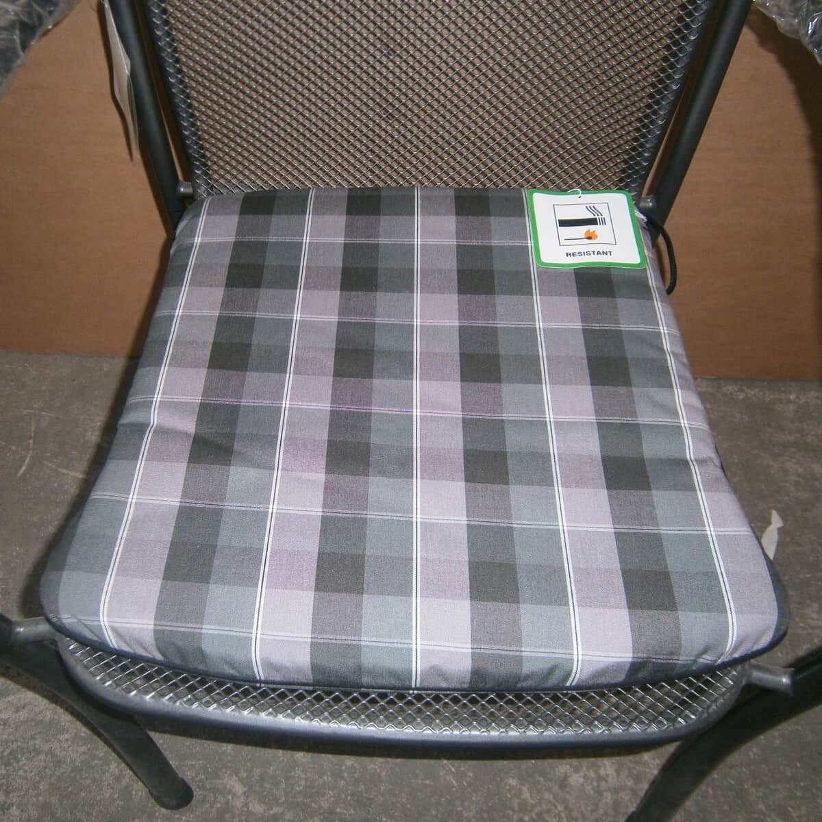 Grey Check Seat Pads (Set of 6) (CUS1) Garden Furniture World