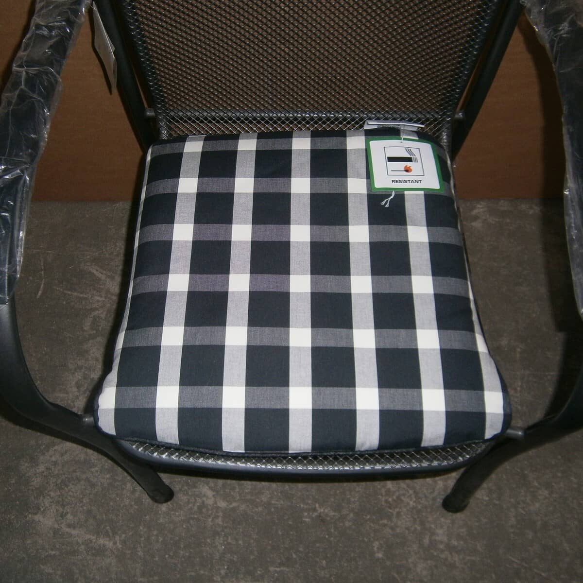 Grey Check Seat Pads 45 x 45cm (Set of 6) (CUS4) Garden Furniture World