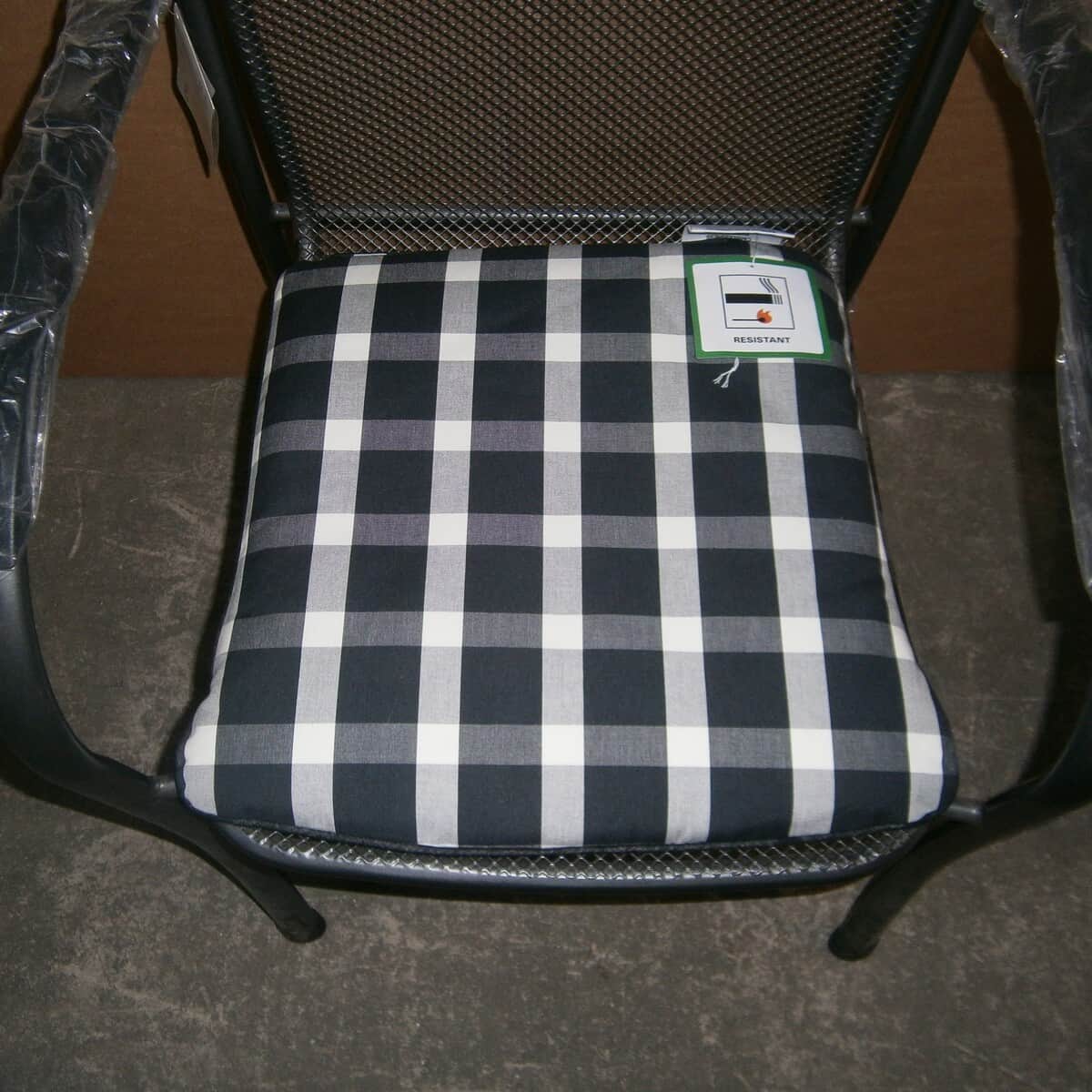 Grey Check Seat Pads 45 x 45cm (Set of 6) (CUS4) Garden Furniture World