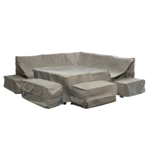 Covers For Bramblecrest Vilamoura Square Modular Sofa with Square Piston Table 2 Benches Set In Khaki