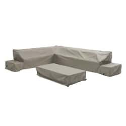 Bramblecrest Vilamoura Rectangle Sofa w/ Rectangle Piston Table Bench  Sofa Chair Set Covers- Long Right -Khaki
