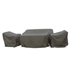 Bramblecrest Aluminium 3 Seater Sofa 2 Sofa Chairs  Rectangle Dual Height Table Set Cover