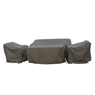 Bramblecrest Aluminium 3 Seater Sofa 2 Sofa Chairs  Rectangle Dual Height Table Set Cover