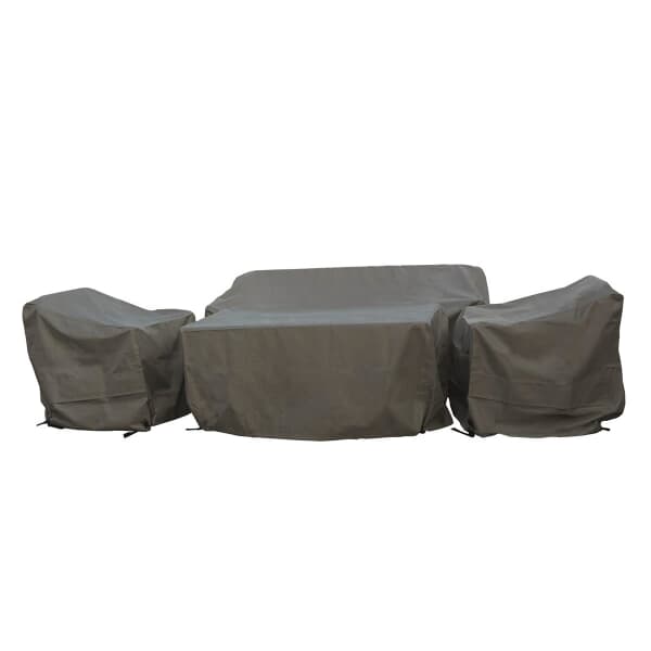 Bramblecrest Aluminium 3 Seater Sofa 2 Sofa Chairs  Rectangle Dual Height Table Set Cover