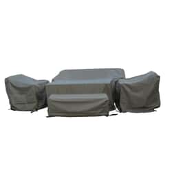Bramblecrest Woven 3 Seat Sofa with 2 x Sofa Chairs and Rectangle Casual Dining Table Set Cover