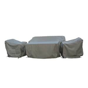 Bramblecrest Woven 3 Seat Sofa with 2 x Sofa Chairs and Rectangle Casual Dining Table Set Cover