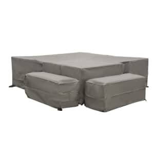 Bramblecrest Aluminium Square Corner Sofa with Dual Height Table  2 Benches Set Covers - San Marino / Tuscan