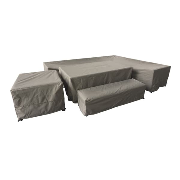 Bramblcrest Cover For Tuscan San Marino Lrge Rect Modular Sofa with Firepit Table Bench Chair Set Long Left