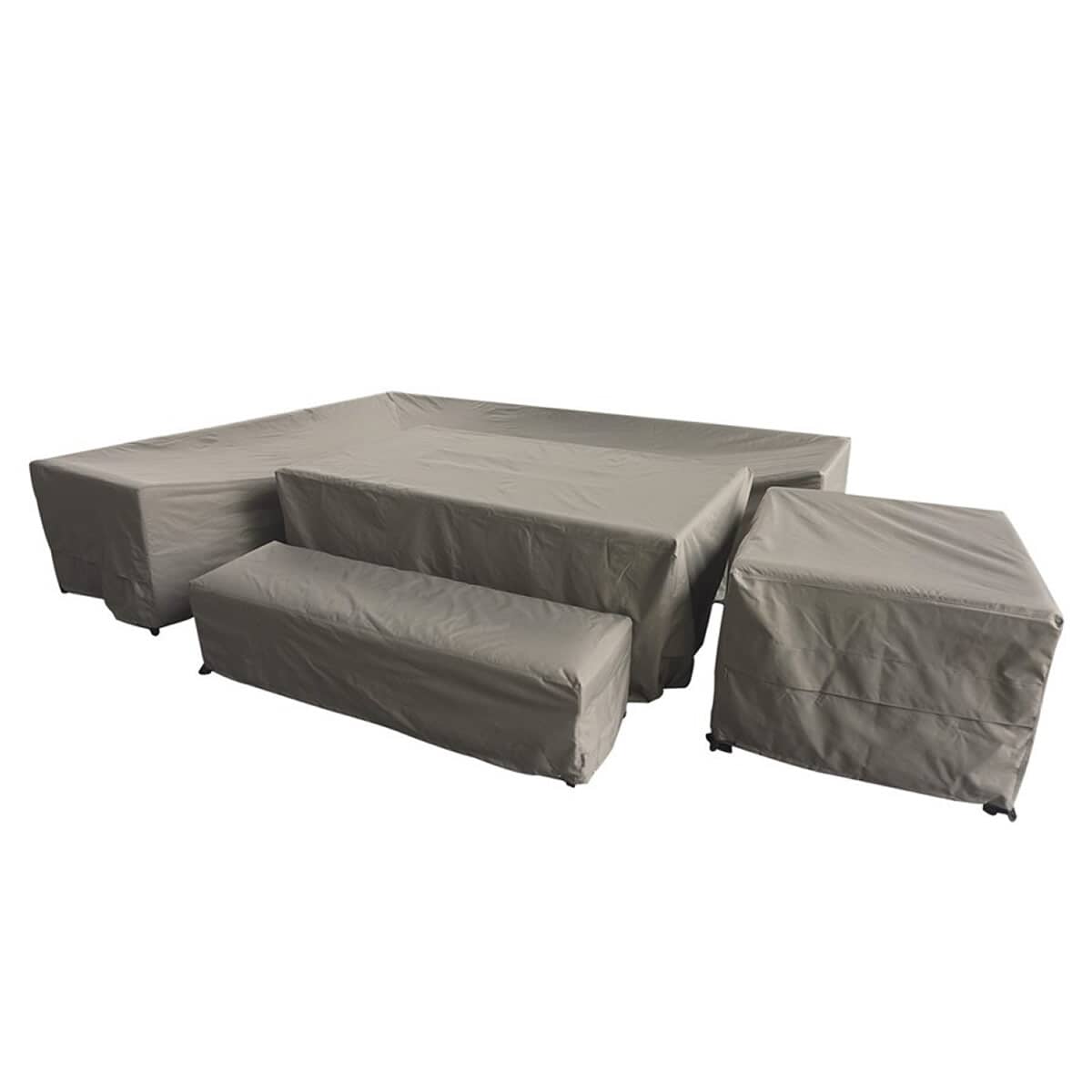 Bramblecrest Tuscan San Marino Large Sofa with Firepit Table Set Covers - Long Right
