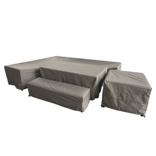 Bramblecrest Tuscan San Marino Large Sofa with Firepit Table Set Covers - Long Right