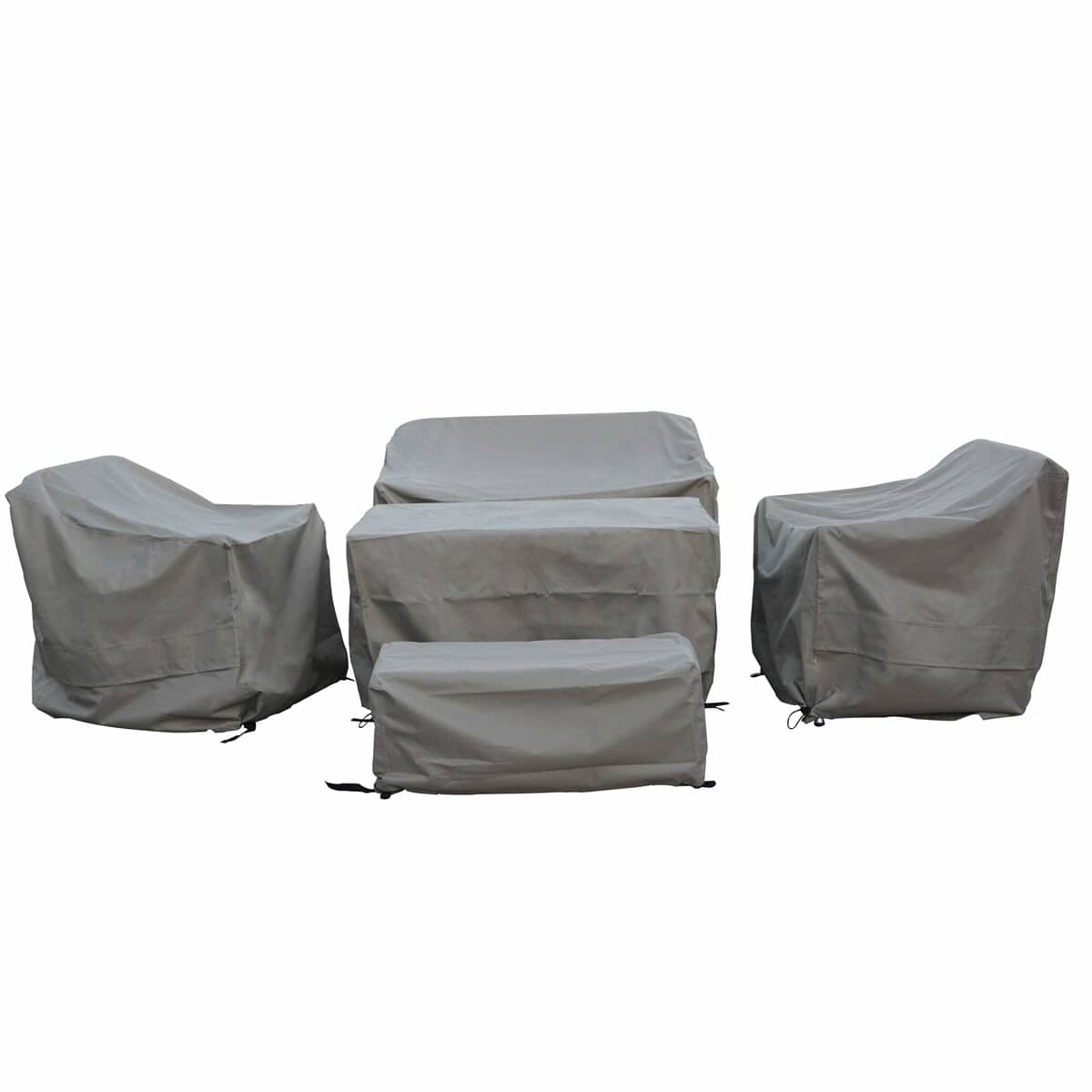 Aluminium 3 Seat Sofa With 2 x Sofa Chairs Rectangle Casual Dining Table Cover (Khaki)