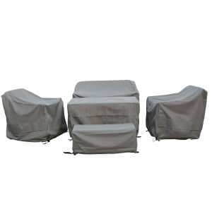 Bramblecrest Cover For 3 Seat Sofa With 2 x Sofa Chairs Rectangle Casual Dining Table In Khaki