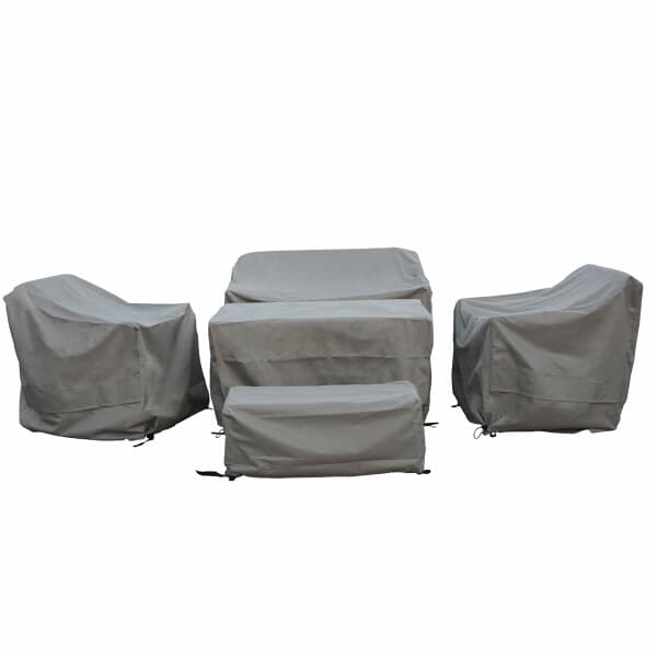 Bramblecrest Cover For 3 Seat Sofa With 2 x Sofa Chairs Rectangle Casual Dining Table In Khaki