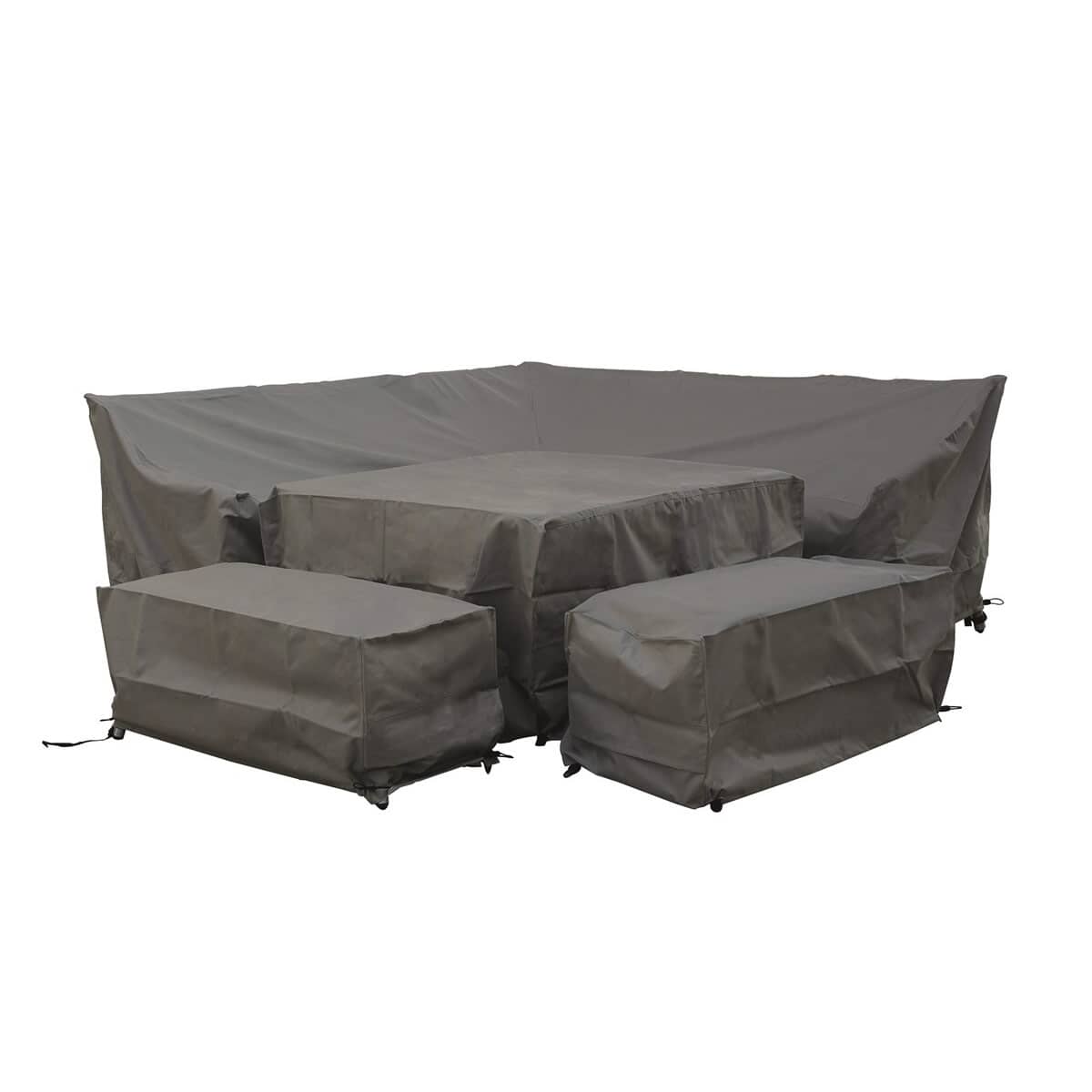 Bramblecrest Rattan Square Corner Sofa with Dual Height Table and 2 Benches Covers