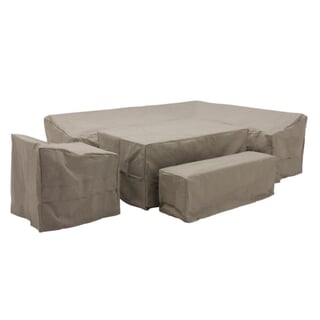 Bramblecrest Prague L Shape Sofa with Piston Adj Table Sofa Chair And Bench Covers Set Long Left Khaki