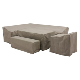 Bramblecrest Prague L Shape Sofa with Piston Adj Table Sofa Chair And Bench Covers Set Long Right Khaki