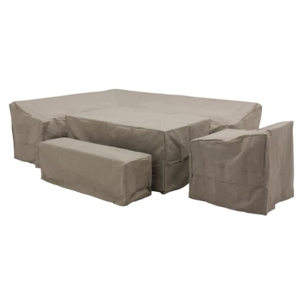 Bramblecrest Prague L Shape Sofa with Piston Adj Table Sofa Chair And Bench Covers Set Long Right Khaki