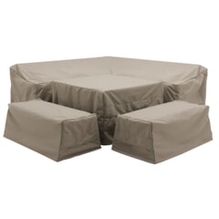 Bramblecrest Prague Square Sofa with Adjustable Piston Table And 2 Benches Covers Set Khaki