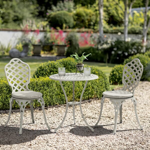 Bramblecrest RHS Bridgewater Compact Bistro Set inc Cushions - Stone