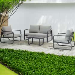 Bramblecrest Boston 2 Seat Sofa Casual Dining Set with Ceramic Glass Coffee Table