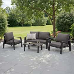 Bramblecrest Prague 2 Seat Sofa with 2 Sofa Chairs And Rectangle Coffee Table Anthracite