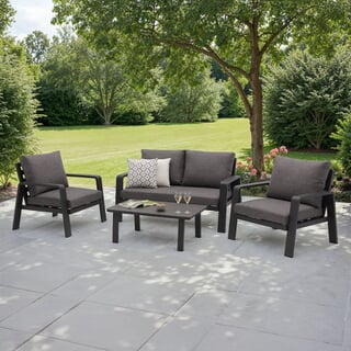 Bramblecrest Prague 2 Seat Sofa with 2 Sofa Chairs And Rectangle Coffee Table Anthracite