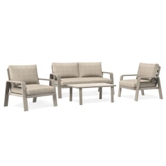 Bramblecrest Prague 2 Seat Sofa with 2 Sofa Chairs With Rectangle Coffee Table Latte