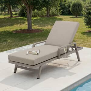 Bramblecrest Prague Lounger with Side Shelf Latte