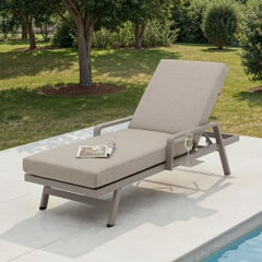 Bramblecrest Prague Lounger with Side Shelf Latte