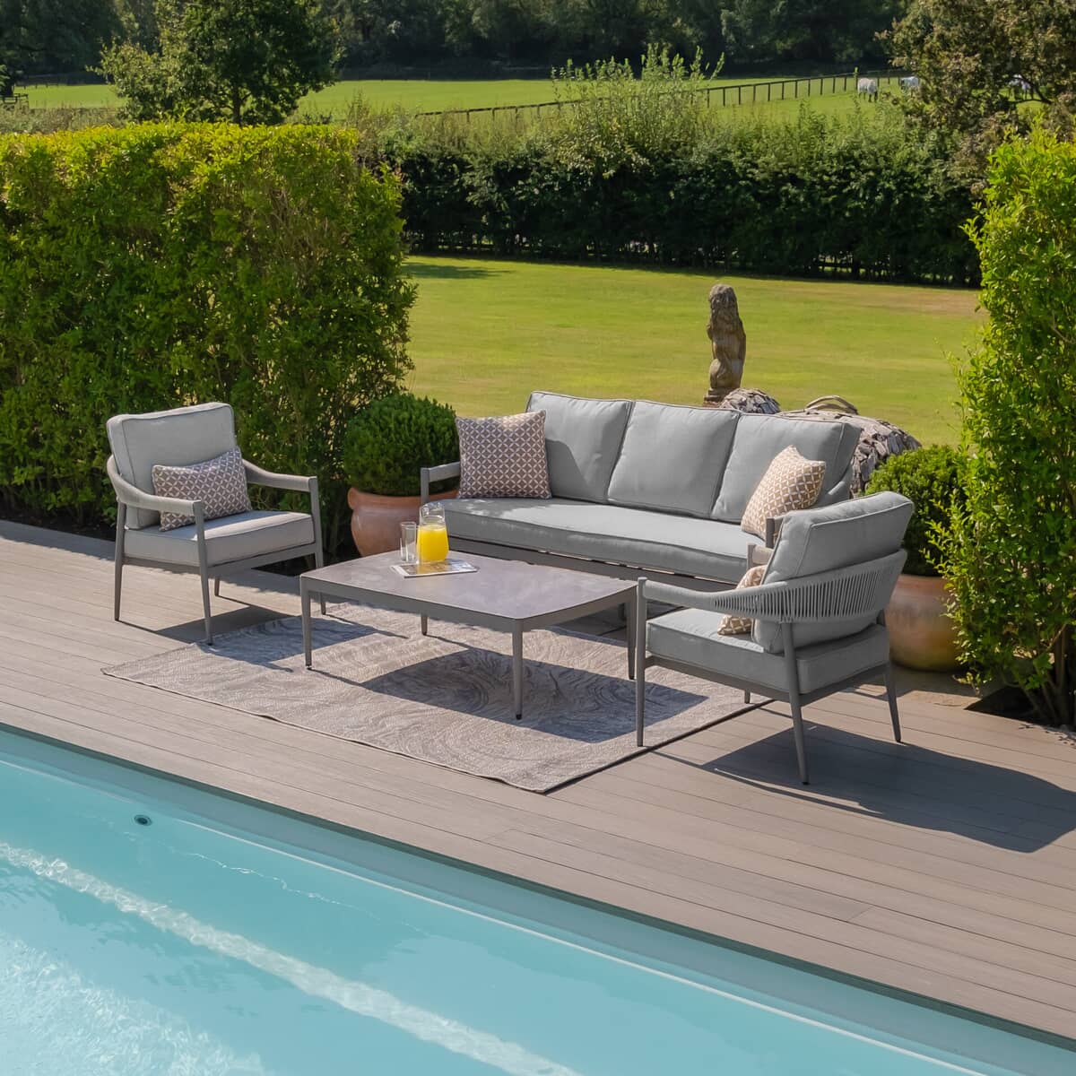 Maze Florence Rope Weave 3 Seat Sofa Set - Cool Linen