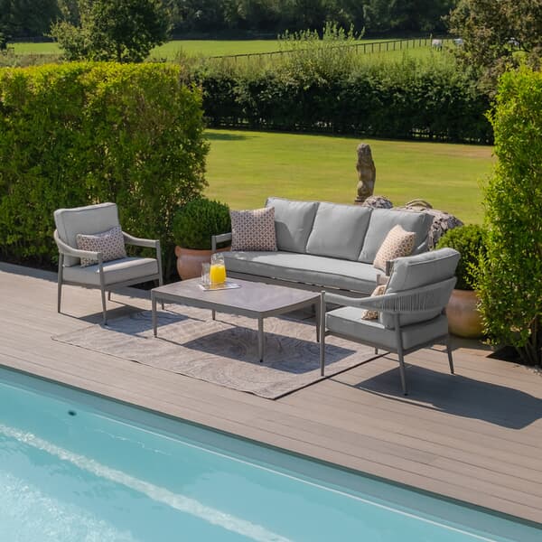 Maze Florence Rope Weave 3 Seat Sofa Set - Cool Linen
