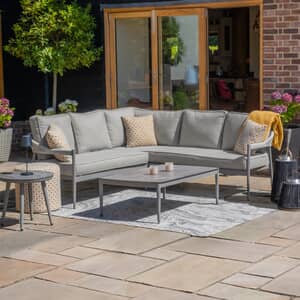 Maze Florence Rope Weave Small Corner Sofa Set with Rectangular Coffee Table - Cool Linen