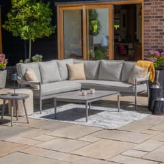 Maze Florence Rope Weave Small Corner Sofa Set with Rectangular Coffee Table - Cool Linen