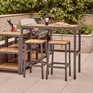 LG Outdoor Sanctuary Outdoor Kitchen Bar Table and Bar Stools