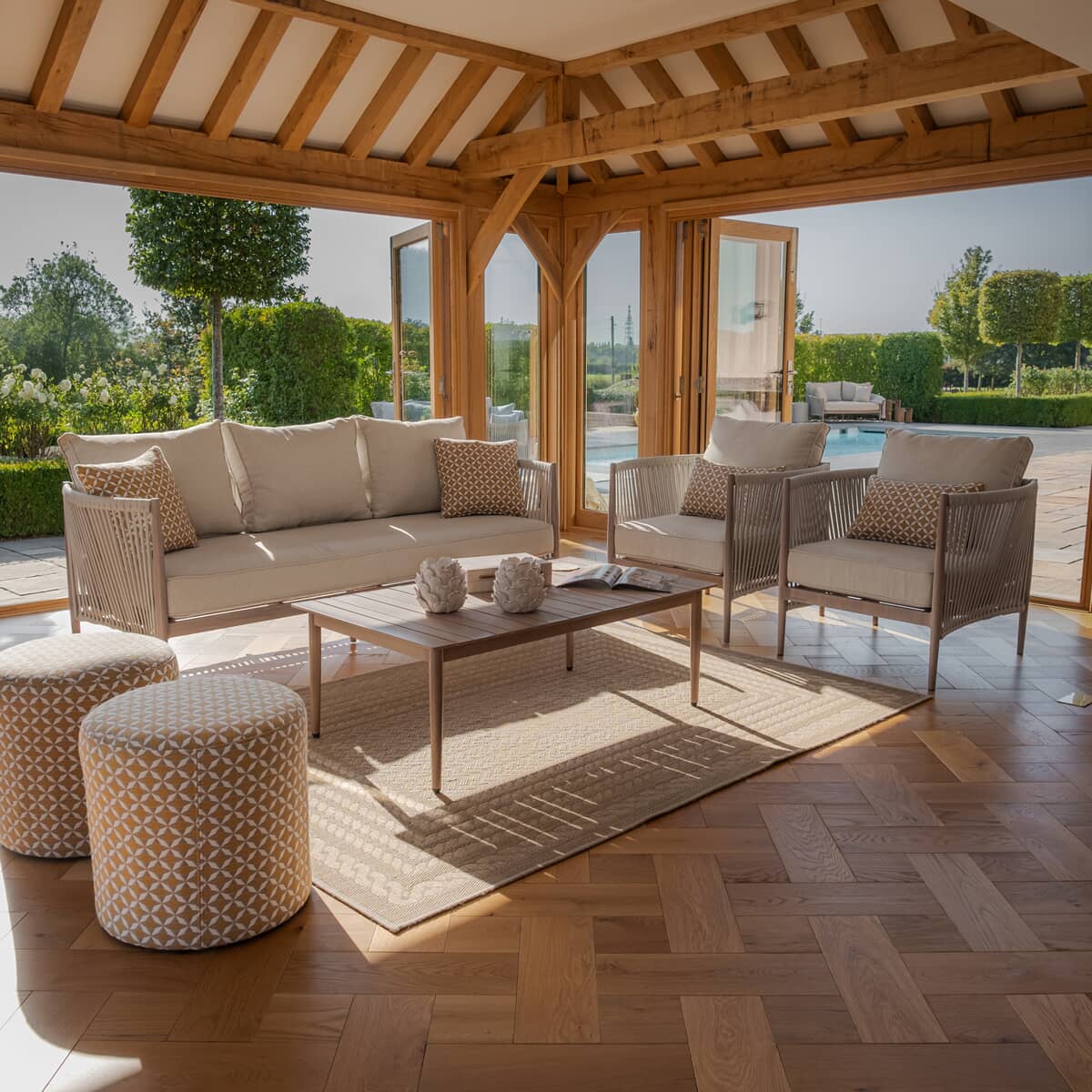 Maze Havana Rope Weave 3 Seat Sofa Set - Natural Linen
