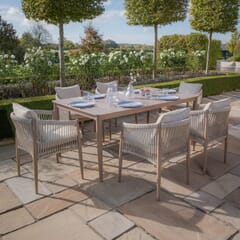 Maze Havana Rope Weave 6 Seat Rectangular Dining Set - Natural Linen