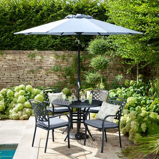 Hartman Berkeley 4 Seat Round Table Set Antique Grey/Platinum