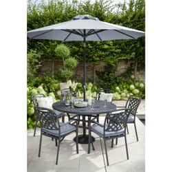 Hartman Berkeley 6 Seat Round Table Set Antique Grey/Platinum