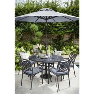 Hartman Berkeley 6 Seat Round Table Set Antique Grey/Platinum