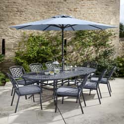 Hartman Berkeley 8 Seat Oval Table Set Antique Grey/Platinum
