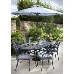Hartman Berkeley 6 Seat Oval Table Set Antique Grey/Platinum