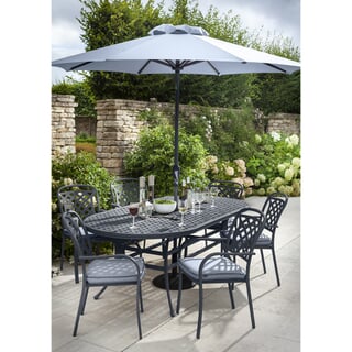 Hartman Berkeley 6 Seat Oval Table Set Antique Grey/Platinum