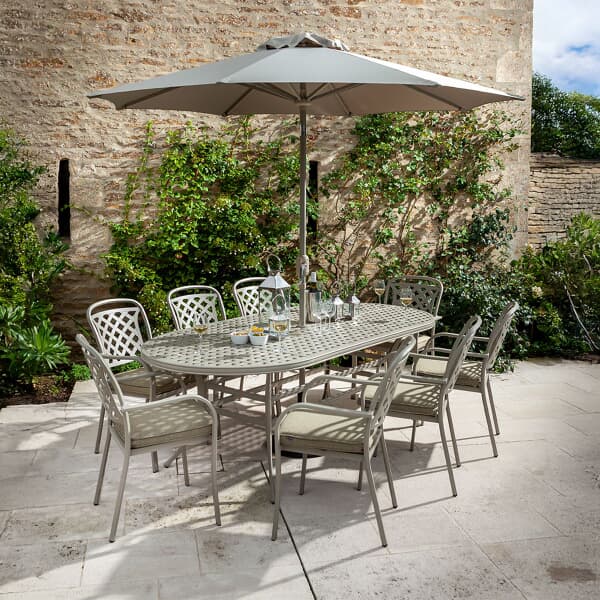 Hartman Berkeley 8 Seat Oval Table Set Maize/Wheatgrass
