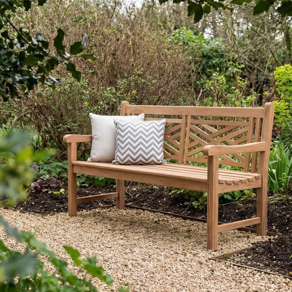 Bramblecrest Teak 150cm Cross-Back Bench Flat Pack