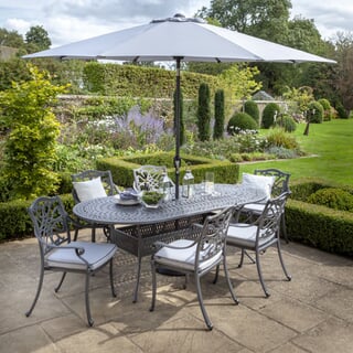 Hartman Capri 6 Seat Oval Set Antique Grey/Platinum 