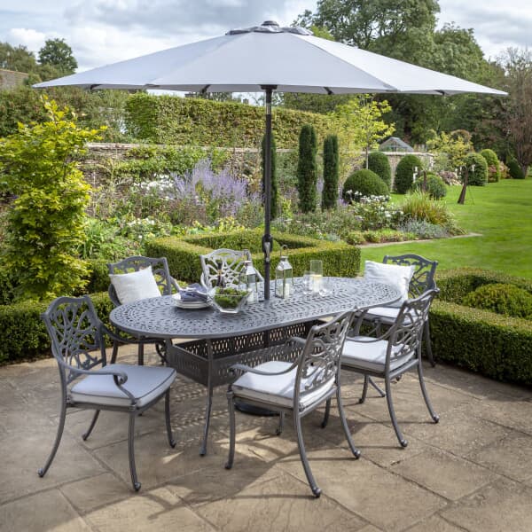 Hartman Capri 6 Seat Oval Set Antique Grey/Platinum