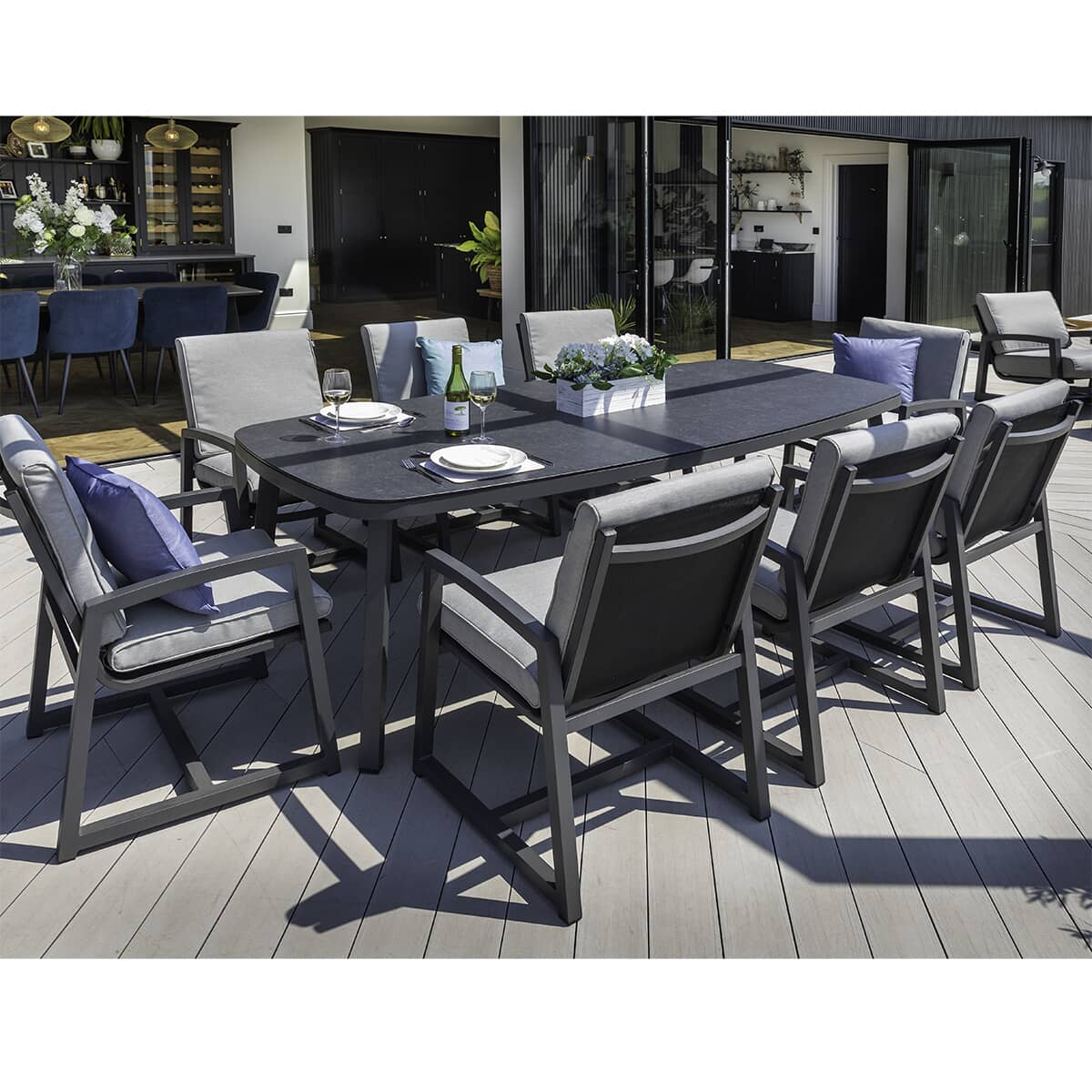 Hartman Luna 8 Seat Rectangular Dining Set Xerix/Pewter